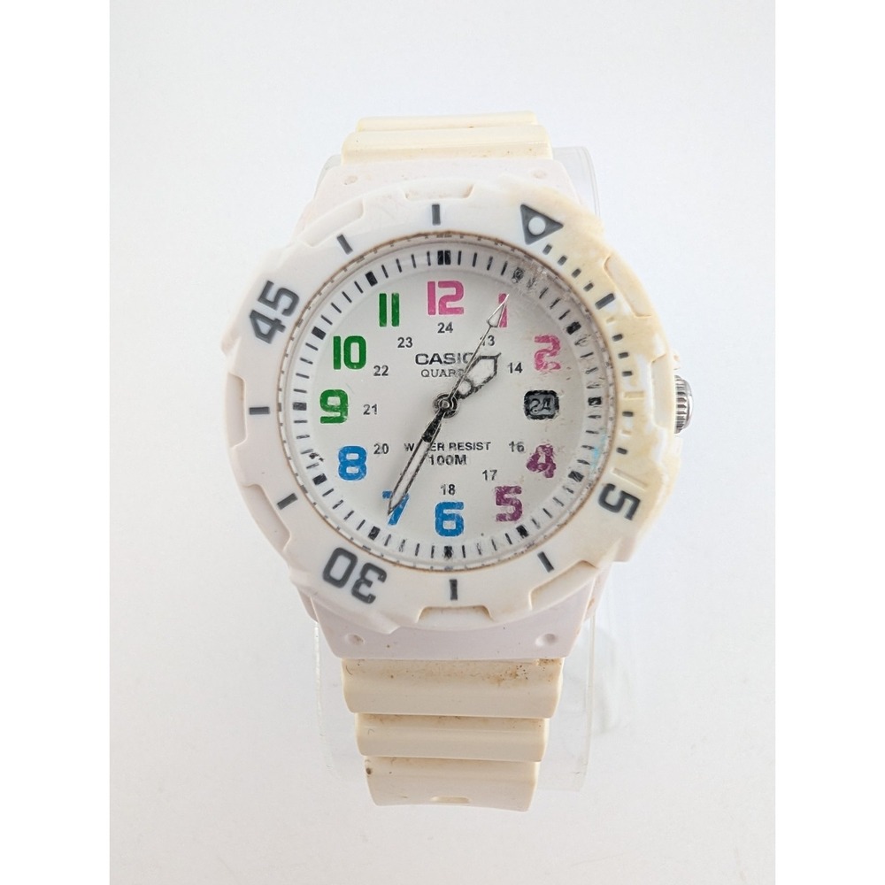 Casio LRW-200H Women's Watch 33mm White Dial Pink Resin 100M Date- New Battery